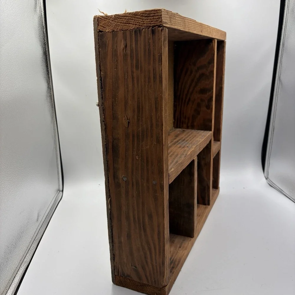 Vintage Rustic Wooden Compartmentalized Cubby Drawer 16x16 Cottage Core Decor